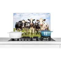 KitchenYeah Spatscherm keuken 60x40 cm - Kookplaat achterwand Koeien - Weiland - Dieren - Natuur - Gras - Muurbeschermer - Spatwand fornuis - Hoogwaardig aluminium