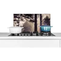 KitchenYeah Spatscherm keuken 70x30 cm - Kookplaat achterwand Mist - Herfst decoratie - Natuur - Bos - Muurbeschermer - Spatwand fornuis - Hoogwaardig aluminium