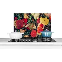 KitchenYeah Spatscherm keuken 70x50 cm - Kookplaat achterwand Bladeren - November - Herfst - Natuur - Muurbeschermer - Spatwand fornuis - Hoogwaardig aluminium
