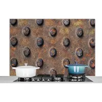 KitchenYeah Spatscherm keuken 120x80 cm - Kookplaat achterwand Diamantplaat - Vintage - Roest print - Industrieel - Muurbeschermer - Spatwand fornuis - Hoogwaardig aluminium