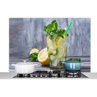 KitchenYeah Spatscherm keuken 120x80 cm - Kookplaat achterwand Cocktail - Fruit - Kruiden - Muurbeschermer - Spatwand fornuis - Hoogwaardig aluminium