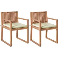 Beliani SASSARI PREMIUM - Tuinstoel set van 2 - Bruin/Lichtgroen - Acaciahout