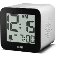 Braun BC25WP - Wekker - Digitaal - Sprekende Clock - Afgerond vierkant - Alarm - Snooze - Crescendo - LCD-Scherm - Licht - Wit - Zwart