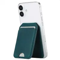 Accezz Vintage Leather MagSafe Kaarthouder met Standaard - Smokey Green