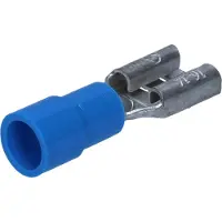 Kalitec 10 stuks FHB638 platte stekkerdoos blauw 6,3x0,8 I 1,5-2,5mm² kabelconnector I gedeeltelijk geïsoleerd I messing I voor voertuigen en industrie