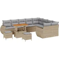 vidaXL Tuinbank Set 12 st 12-Aantal zitplaatsen Beige en Lichtgrijs
