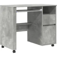 vidaXL Bureau met Wielen Beton Grijs Bewerkt hout 91 x 50 x 77 cm