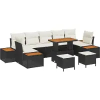 vidaXL Tuinbank Set 10 st 9-Aantal zitplaatsen Zwart Poly rattan