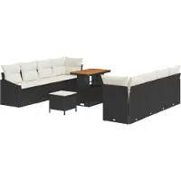 vidaXL Tuinbank Set 11 st Zwart poly rattan