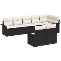 vidaXL Tuinbank Set 8 st Zwart poly rattan