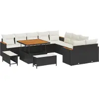 vidaXL Tuinbank Set 13 st 12-Aantal zitplaatsen Zwart poly rattan