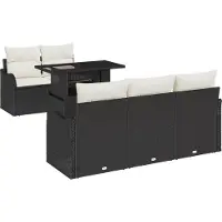 vidaXL Tuinbank Set 6 st Zwart en Crème poly rattan