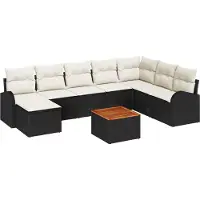 vidaXL Tuinbank Set 9 st Zwart en Crème poly rattan