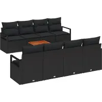 vidaXL Tuinset met 9 zitplaatsen, zwart, van polyrotan