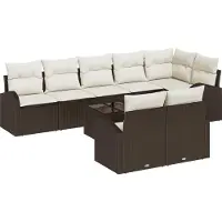 vidaXL Tuinbank Set 9 st Bruin en wit poly rattan