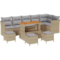 vidaXL Tuinbank Set 10 st 6-Aantal zitplaatsen beige en lichtgrijs