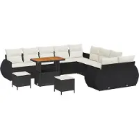 vidaXL Tuinbank Set 13 st 13-Aantal zitplaatsen Zwart en crème