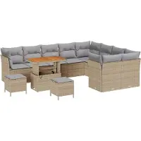 vidaXL Tuinbank Set 12 st 9-Aantal zitplaatsen Beige en Lichtgrijs