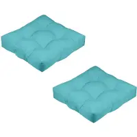 Stof Textile Vloerkussen XXL - 2x - aqua blauw - polyester - 60 x 60 x 12 cm - vierkant - Extra dik - extra zitplaatsen - spelen - gamen - relaxen