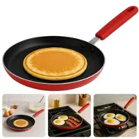 Cheqo Pannenkoekenpan 24 cm - Pannenkoekpan PFAS Vrij - Crepe Pan - Koekenpan voor Pannenkoeken - Keramische Anti-aanbaklaag - Ook voor Inductie - Rood