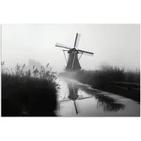 PosterMonkey Poster 180x120 cm - Molen - Weerspiegeling - Landschap - Water - Posters - Kamer decoratie - Wanddecoratie woonkamer - Muurdecoratie slaapkamer XXL