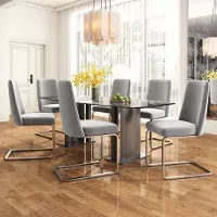 Merax Fluwelen eetkamerstoelen - set van 6 - woonkamer - slaapkamer - loungestoel - diamond back design met zilverkleurige metalen steunpoten - grijs