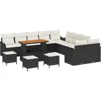 vidaXL Tuinbank Set 14 st Zwart poly rattan