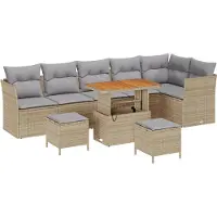 vidaXL Tuinbank Set 9 st 6-Aantal zitplaatsen beige en lichtgrijs