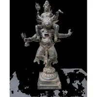 Sans marque statue en bronze de Shiva chevauchant buffle sacrée Nandi/Inde