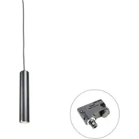 QAZQA Design hanglamp zwart incl. railadapter 3-fase - 3-Fase Tuba Small