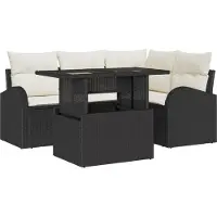vidaXL Tuinbank Set 5 st 4-Aantal zitplaatsen Zwart Poly rattan