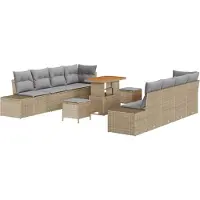vidaXL Tuinbank Set 11 st Beige poly rattan