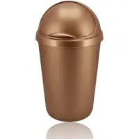 Discountershop Prullenbak 50 L Roségoud – Afvalemmer met Swing- & Schuifdeksel – Kunststof Vuilnisbak 50 Liter – Keuken & Kantoor – Design Afvalbak