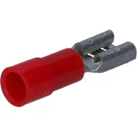 Kalitec 10 stuks FHR638 platte stekkerdoos rood 6,3x0,8 I 0,5-1,5mm² kabelconnector I gedeeltelijk geïsoleerd I messing I voor voertuigen en industrie