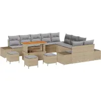 vidaXL Tuinbank Set 14 st 13-Aantal zitplaatsen Beige Poly rattan