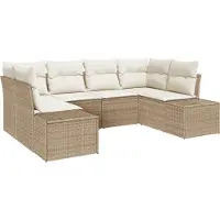 vidaXL Tuinbank Set 6 st 6-Aantal zitplaatsen Beige en Crème