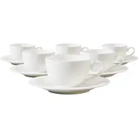 Villeroy & Boch Cappuccinotassen mit Untertassen White Pearl 310 ml Set van 6