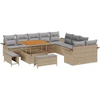 vidaXL Tuinbank Set 13 st 12-Aantal zitplaatsen Beige en Lichtgrijs
