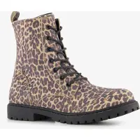 Blue Box meisjes veterboots met panterprint bruin maat 25