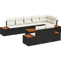 vidaXL Tuinbank Set 8 st 8-Aantal zitplaatsen Zwart en Crème