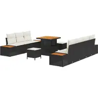 vidaXL Tuinbank Set 10 st 9-Aantal zitplaatsen Zwart Poly rattan