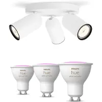 Philips Hue Pongee Opbouwspots 3-pack In Wit + Gu10-lampen Met Gekleurd Licht