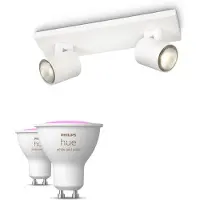 Philips Hue Runner Opbouwspot 2-pack In Wit + Gu10-lampen Met Gekleurd Licht