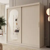 Meubella - Kledingkast Ulysses - Beige - 200 cm - Met spiegel