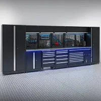 Datona Werkplaatsinrichting PREMIUM met RVS werkblad - 490 cm breed - Zwart