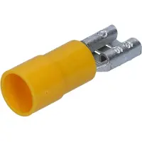 Kalitec 10 stuks FHG638 platte stekker geel 6,3x0,8 I 4-6mm² kabelconnector I gedeeltelijk geïsoleerd I messing I voor voertuigen en industrie