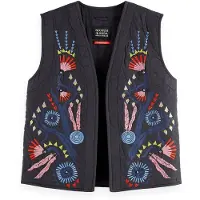 Scotch & Soda Embroidered Gilet Charcoal Art Maat: XS | Gilets Outlet | Dames | Zwart