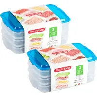PlasticForte Vleeswaren bewaarbakjes - 2x - transparant/blauw - 24 x 16 x 10 cm - 3 lagen - broodbeleg vershouddoos - vershoudbakjes