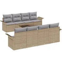 vidaXL Tuinbank Set 9 st 8-Aantal zitplaatsen Beige en Grijs