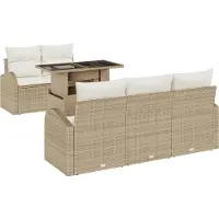 vidaXL Tuinbank Set 6 st Beige Poly Riet